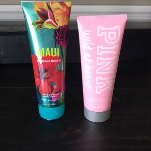 PINK wild at heart lotion and BBW Maui lotion